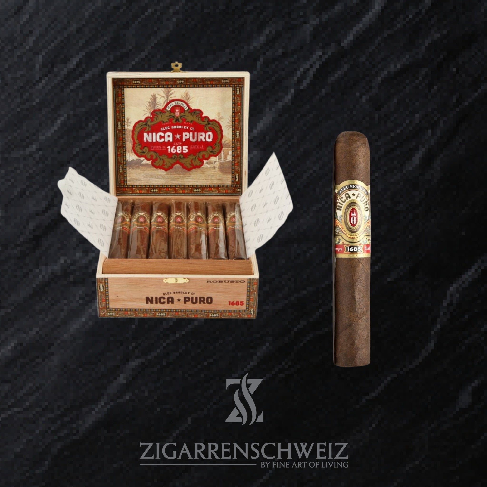 offene Kiste Alec Bradley Nica Puro Zigarren im Robusto Format