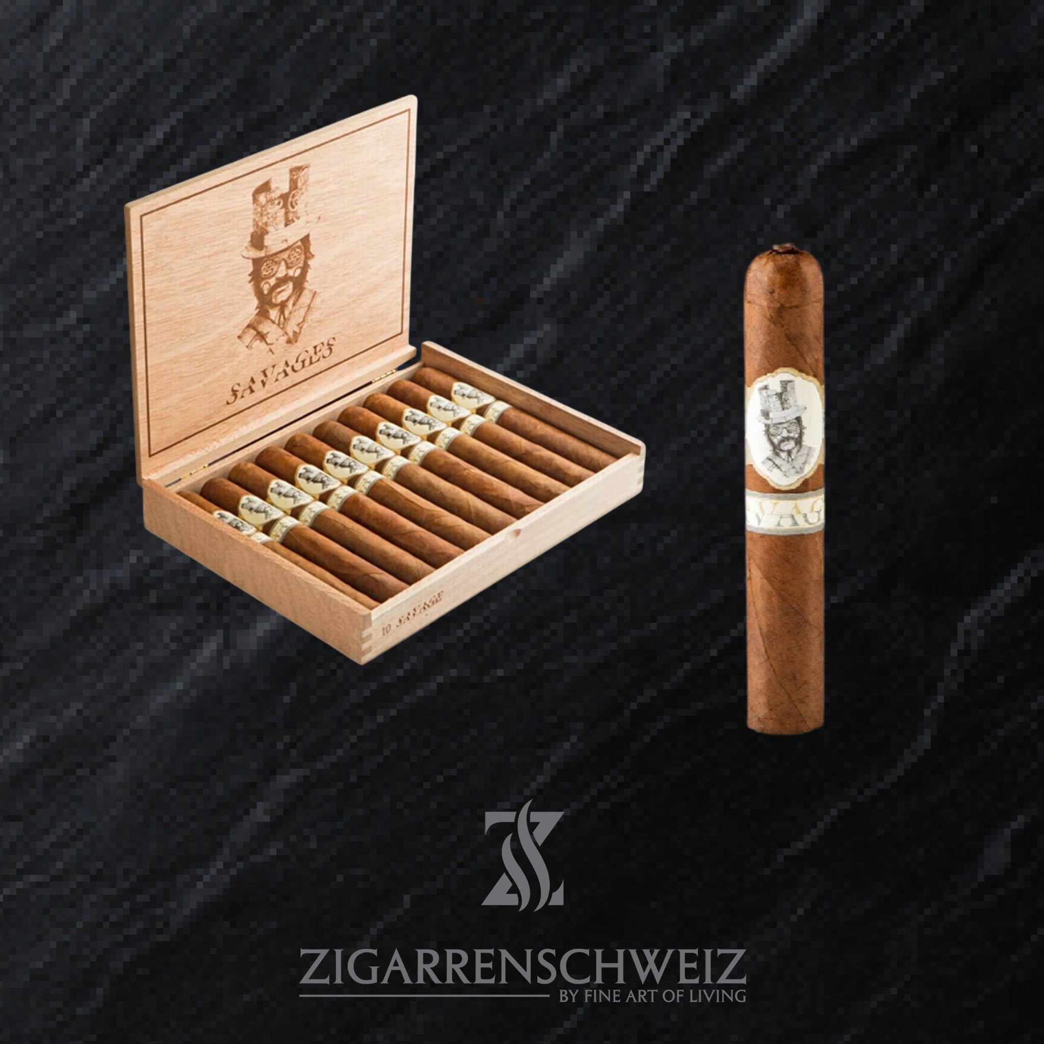 offene Kiste Caldwell Savages Zigarren im Robusto Format