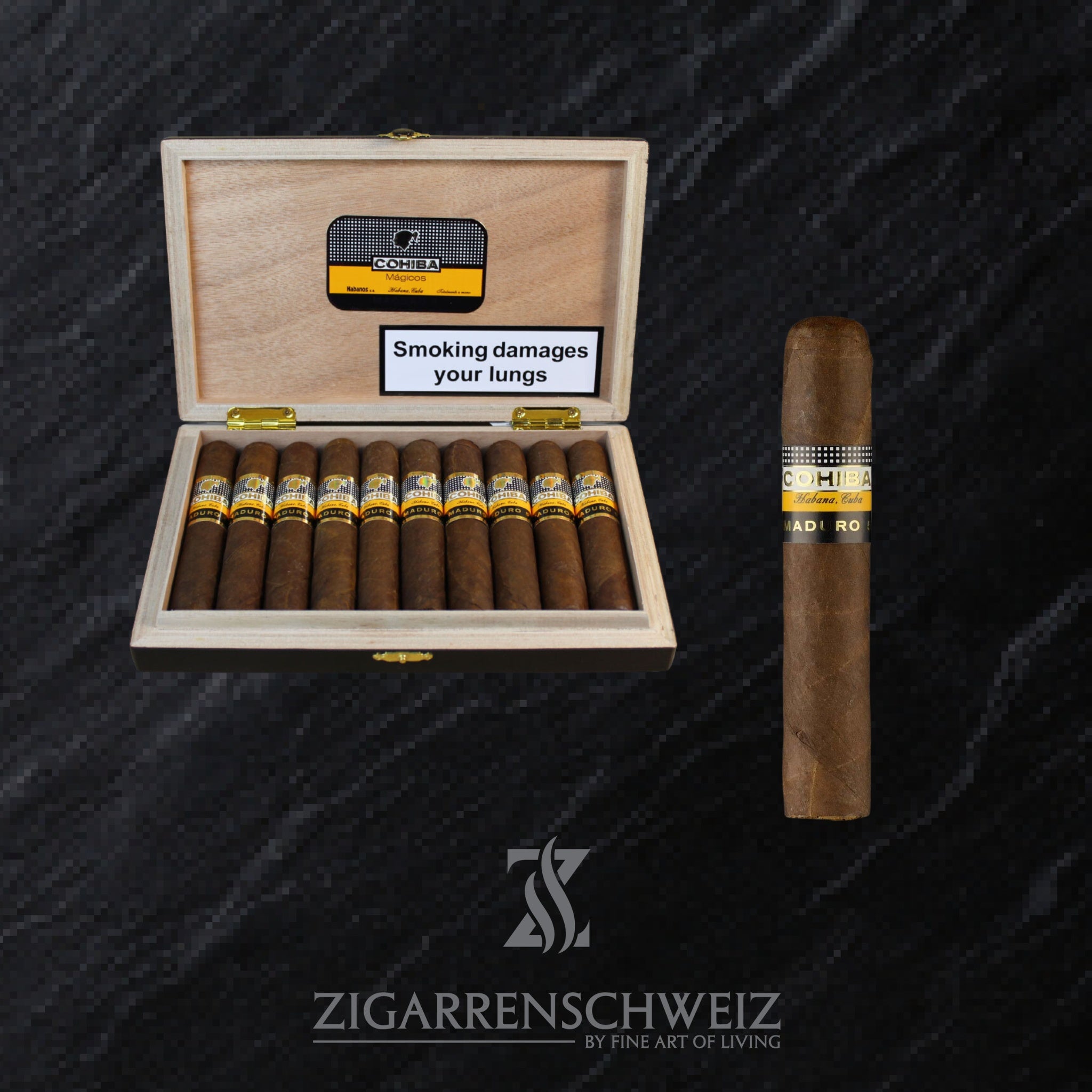 offene Kiste Cohiba Maduro 5 Zigarren im Magicos Format