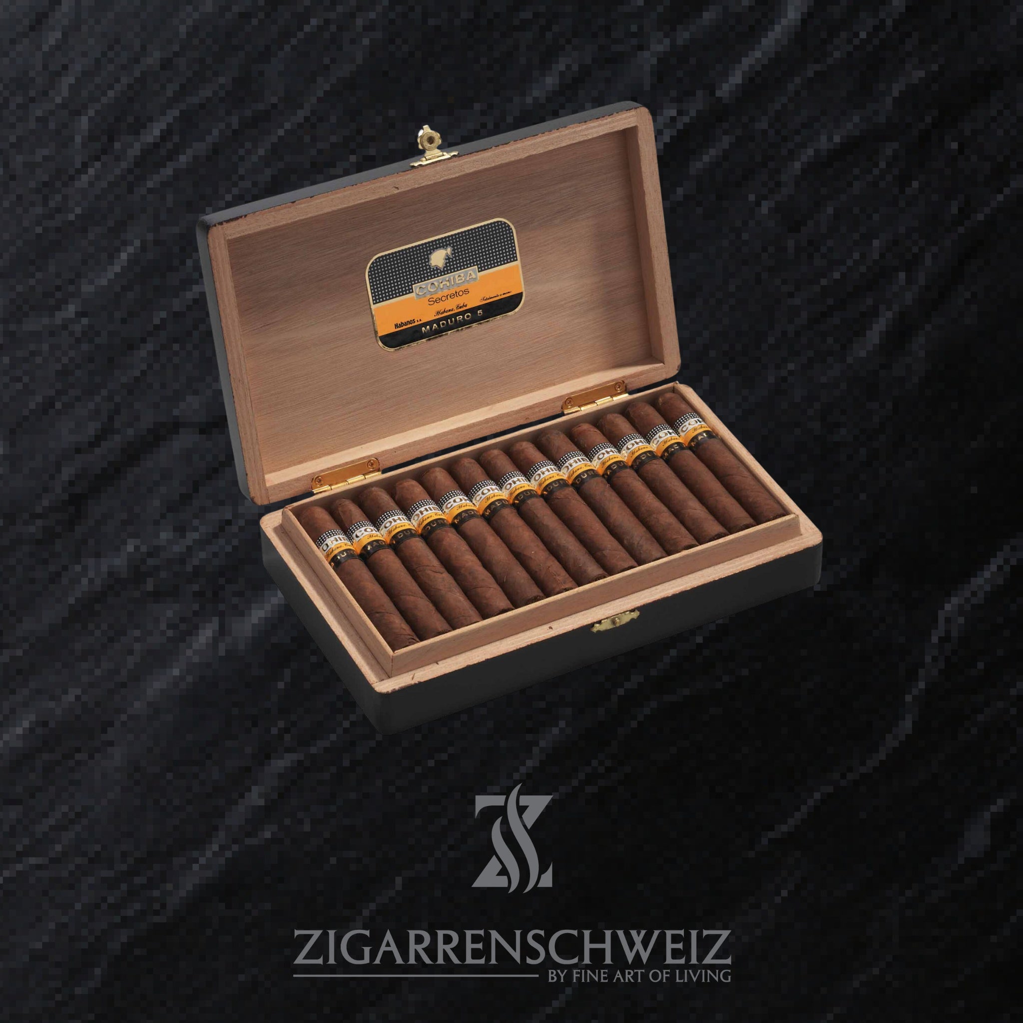 offene 25er Kiste Cohiba Mandura 5 Zigarren im Secretos Format